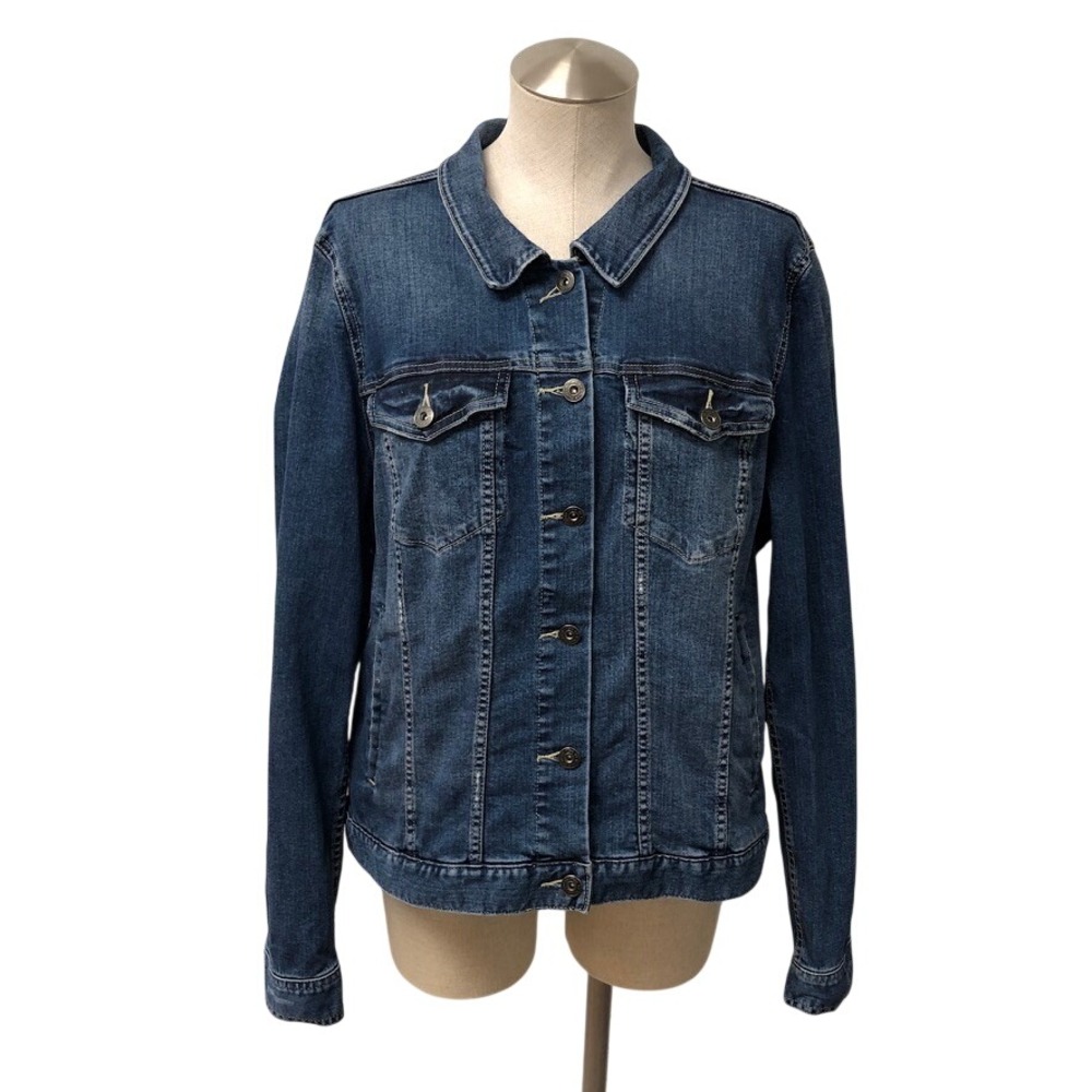 Two by Vince Camuto Denim Jacket Womens XL Blue Stretch Jean Trucker
